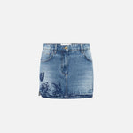 Minigonna in denim con ricamo floreale - Elisabetta Franchi GJ34N51E2 R34 ELISABETTA FRANCHI 