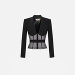 Giacca in crepe e tulle - Elisabetta Franchi GI13151E3 110 ELISABETTA FRANCHI 