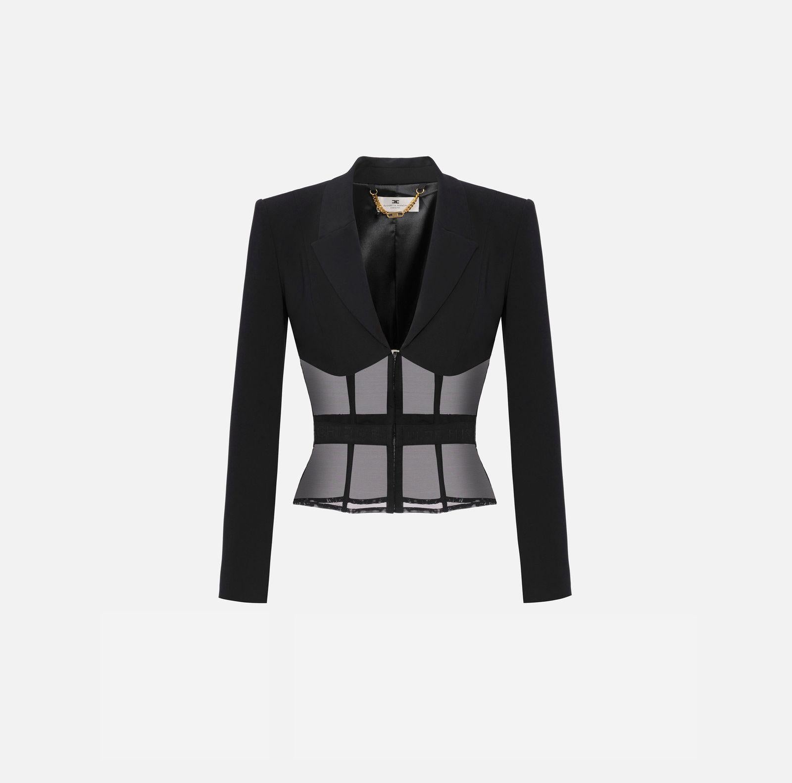 Giacca in crepe e tulle - Elisabetta Franchi GI13151E3 110 ELISABETTA FRANCHI 