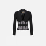 Giacca in crepe e tulle - Elisabetta Franchi GI13151E3 110 ELISABETTA FRANCHI 