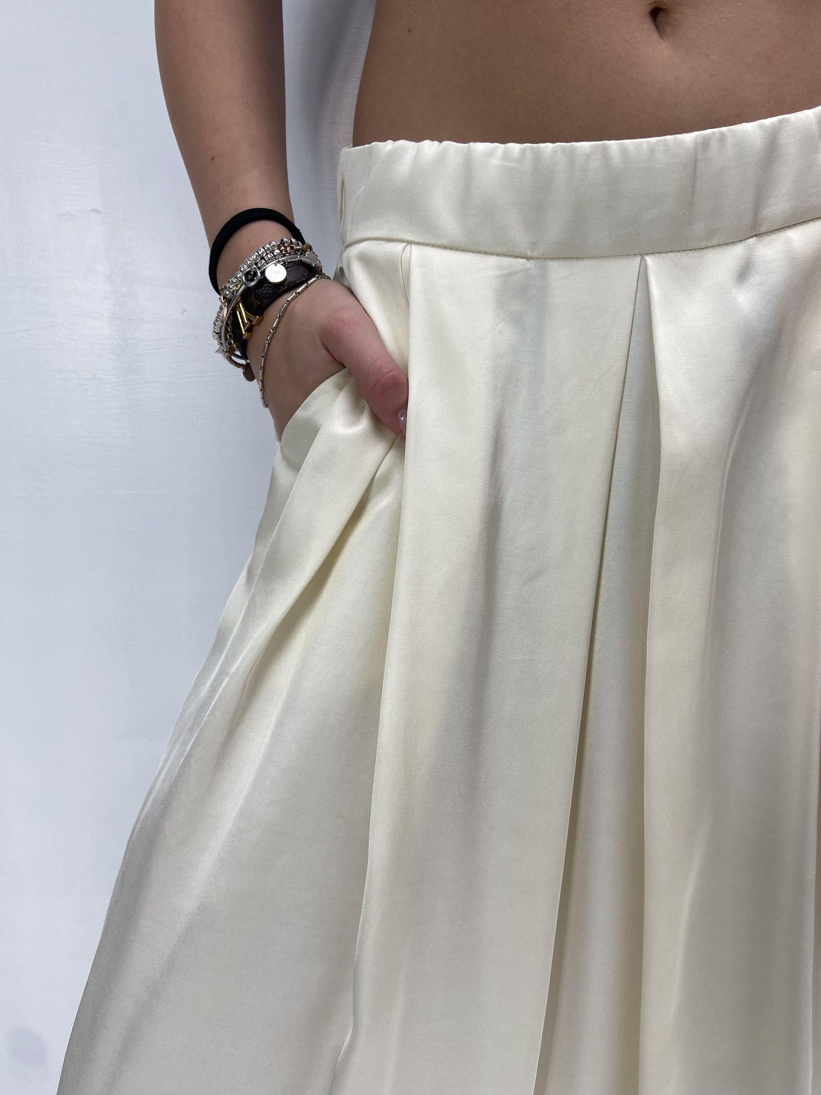 Gonna in raso con pieghe SK1027 PANNA OFELIA 