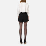 Camicia cropped in raso stretch con foulard CA08246E2 100 ELISABETTA FRANCHI 