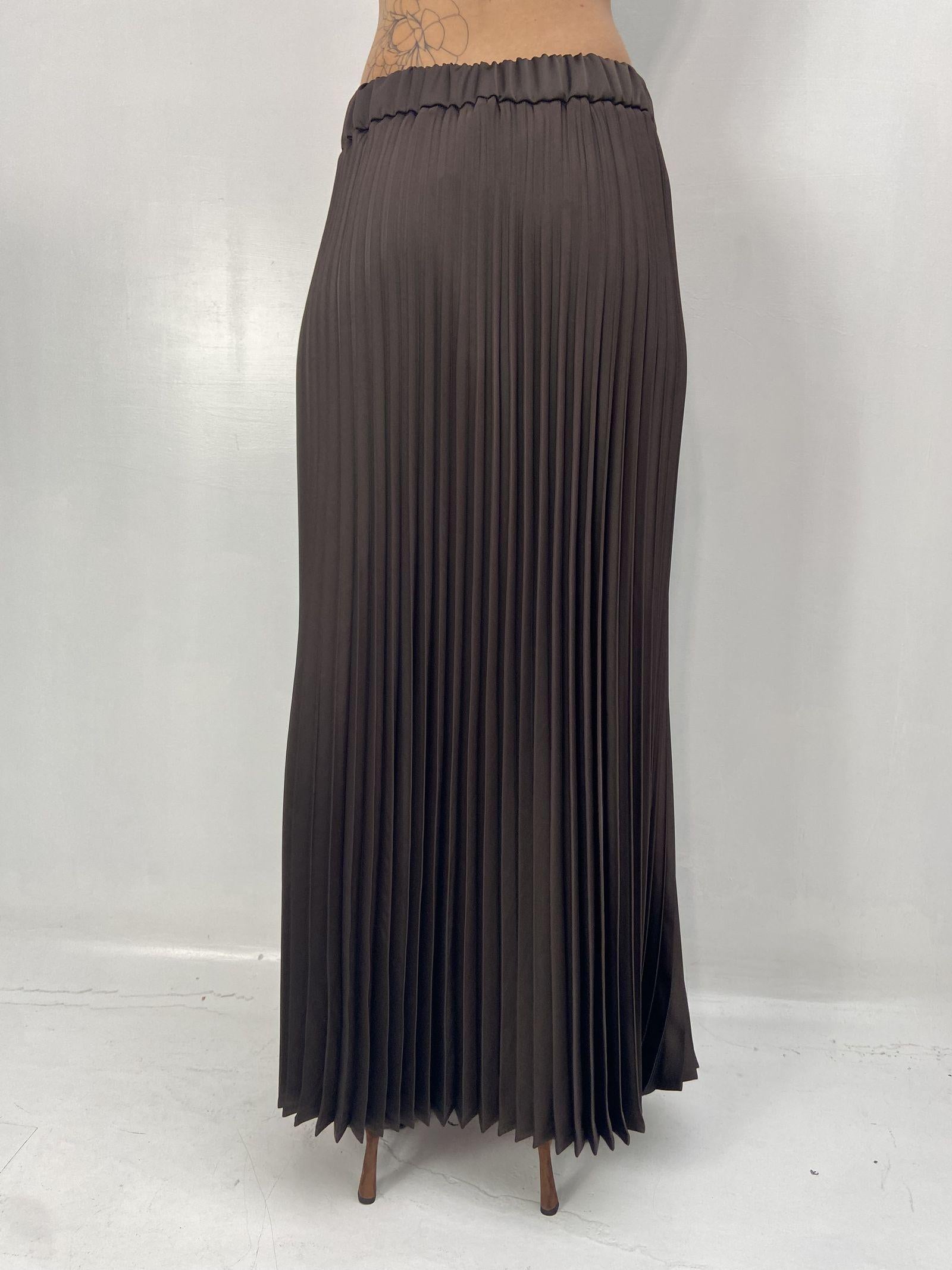 Gonna in raso plissè SK1183 MORO OFELIA 