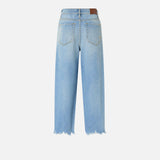 Jeans largo con fondo sfrangiato