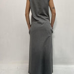 Abito lungo scollo a V D1187 GRIGIO OFELIA 