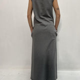 Abito lungo scollo a V D1187 GRIGIO OFELIA 