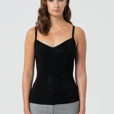 Top a canotta con strass