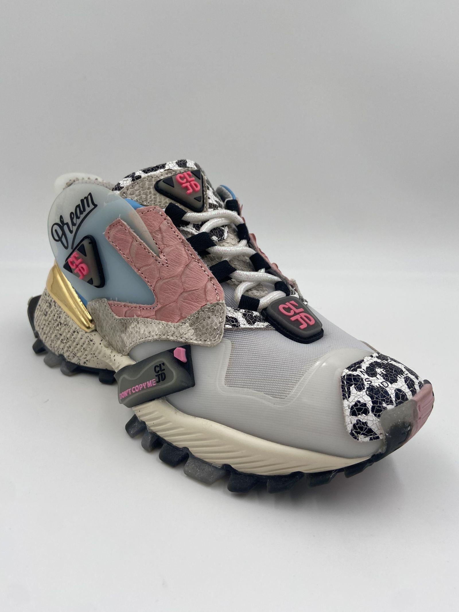 Sneakers rosa azzurro e oro 6F033 2013 CLJD 