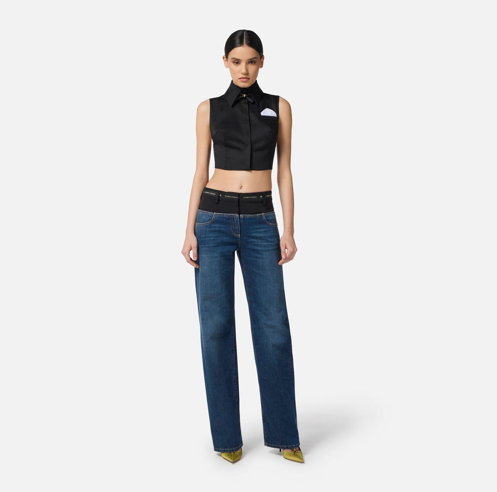 Camicia cropped con papillon CA10556E2 110 ELISABETTA FRANCHI 