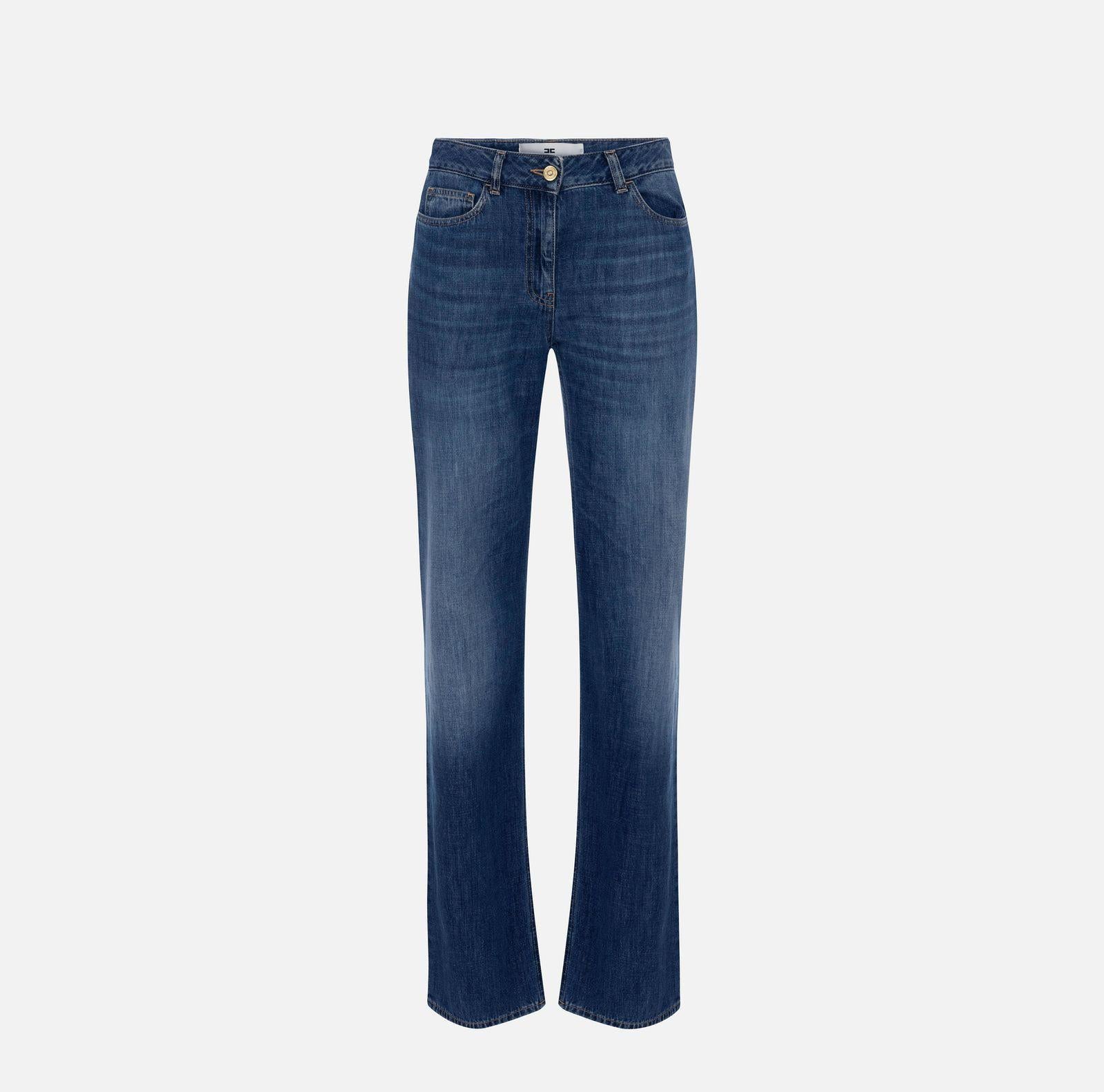 Jeans palazzo con logo - Elisabetta Franchi PJ09I56E2 104 ELISABETTA FRANCHI 