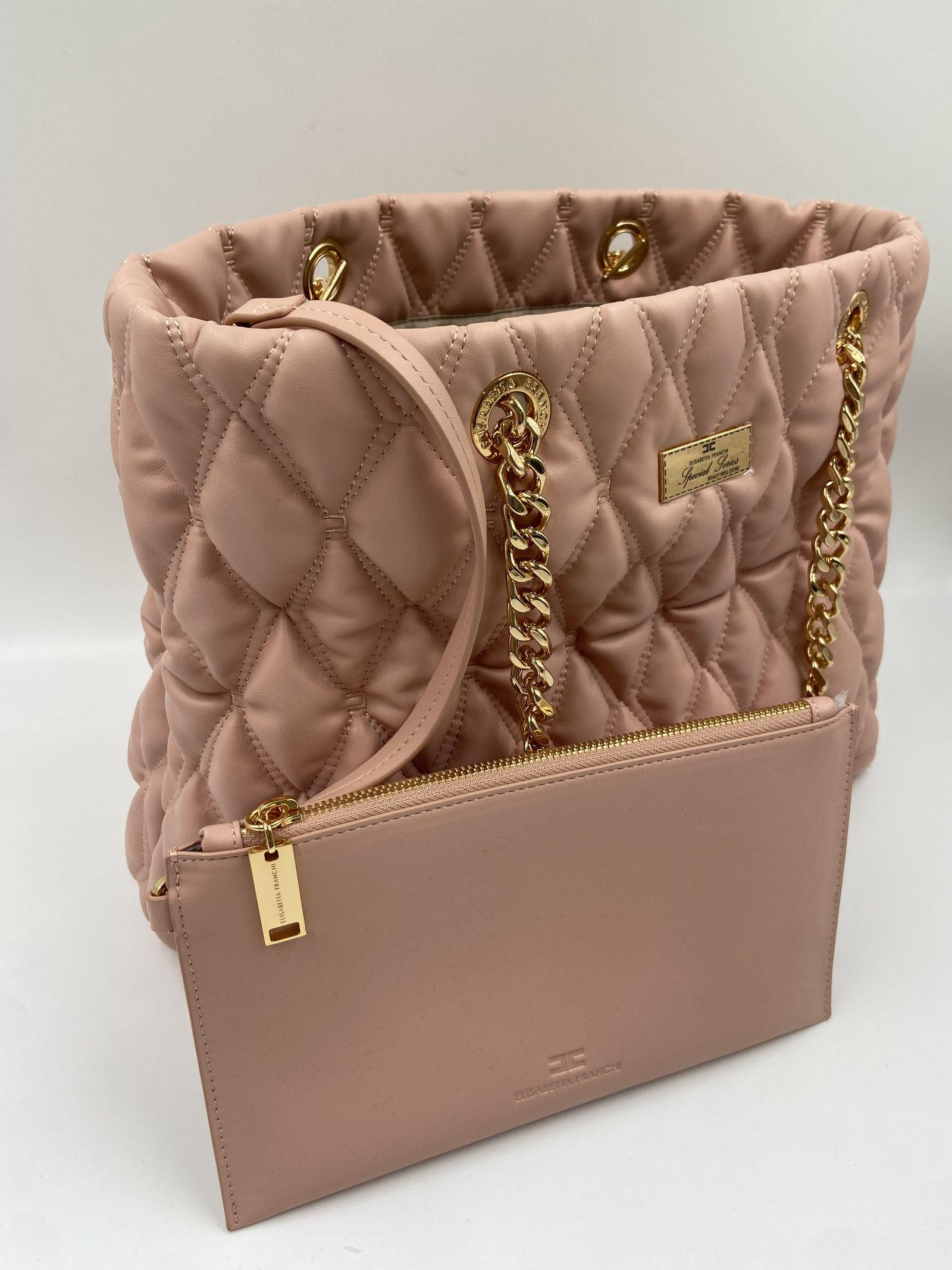 Borsa shopper grande in tessuto embossed - Elisabetta Franchi BS64A47E2 181 ELISABETTA FRANCHI 