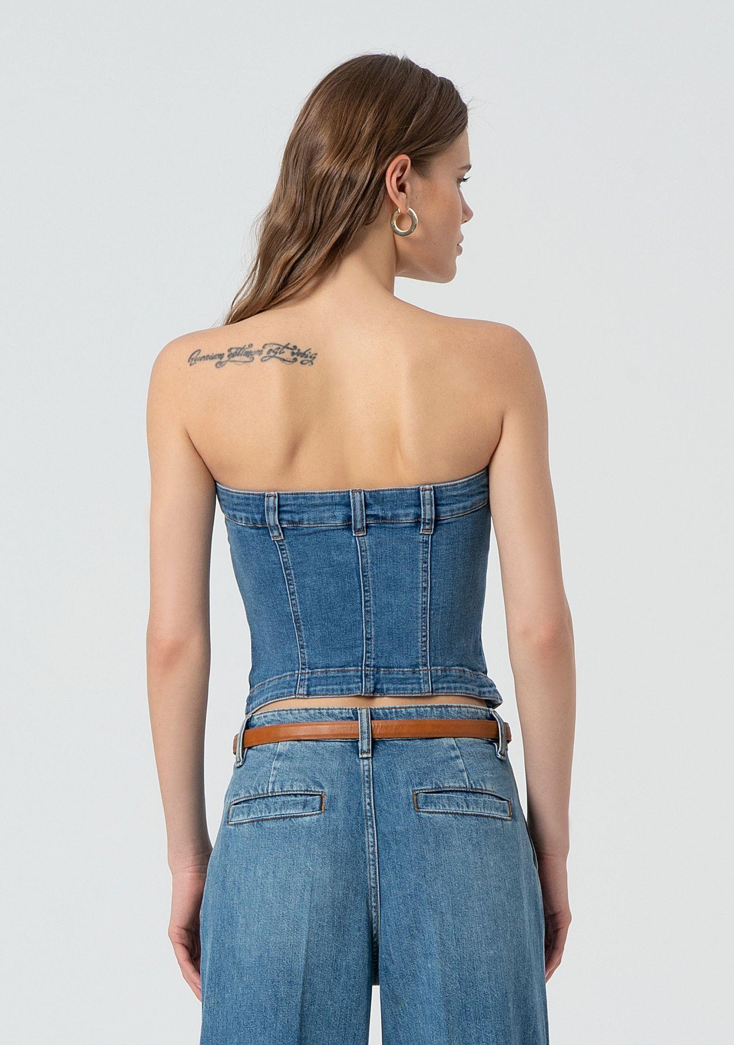 Bustier slim fit in denim FP25SJ5020D46002 258 FRACOMINA 