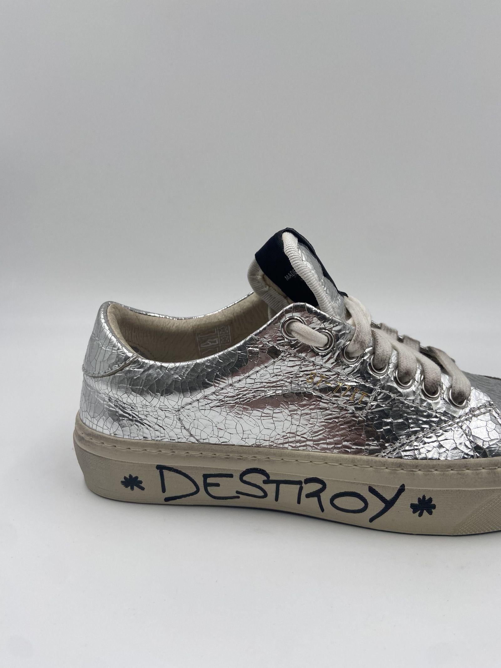 Sneakers Destroy effetto crack - Stockton DESTROY-D ARGENTO STOCKTON 