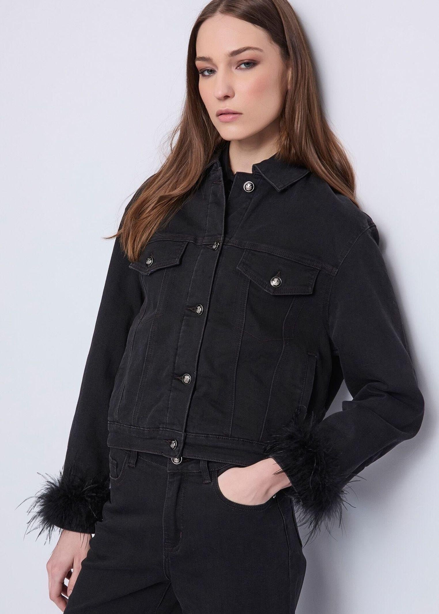 Giubbotto in denim con piume 521FD36001 00 GAUDI' 