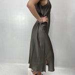 Abito lungo in raso - Ofelia D160 TAUPE OFELIA 