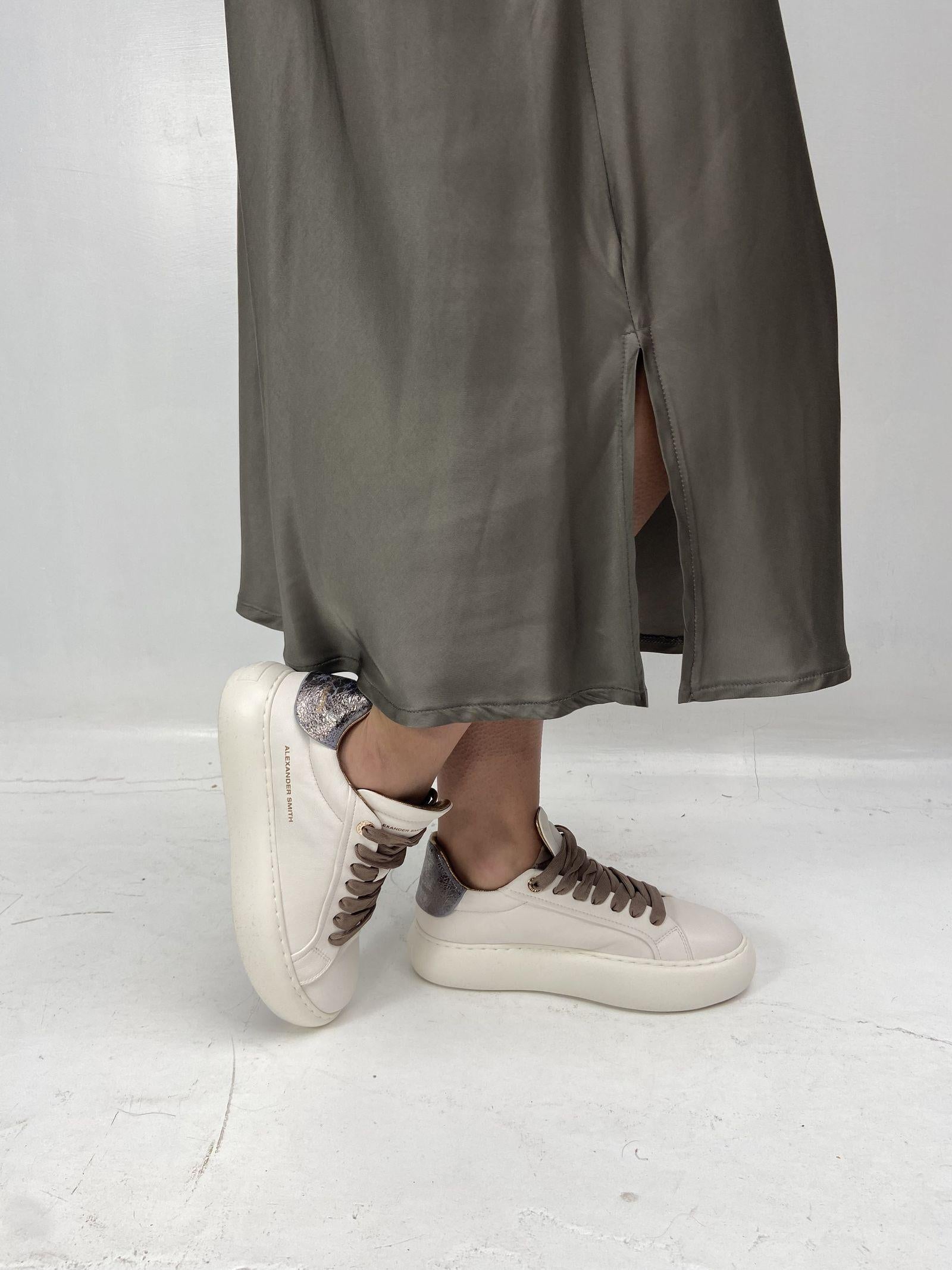 Abito lungo in raso - Ofelia D160 TAUPE OFELIA 