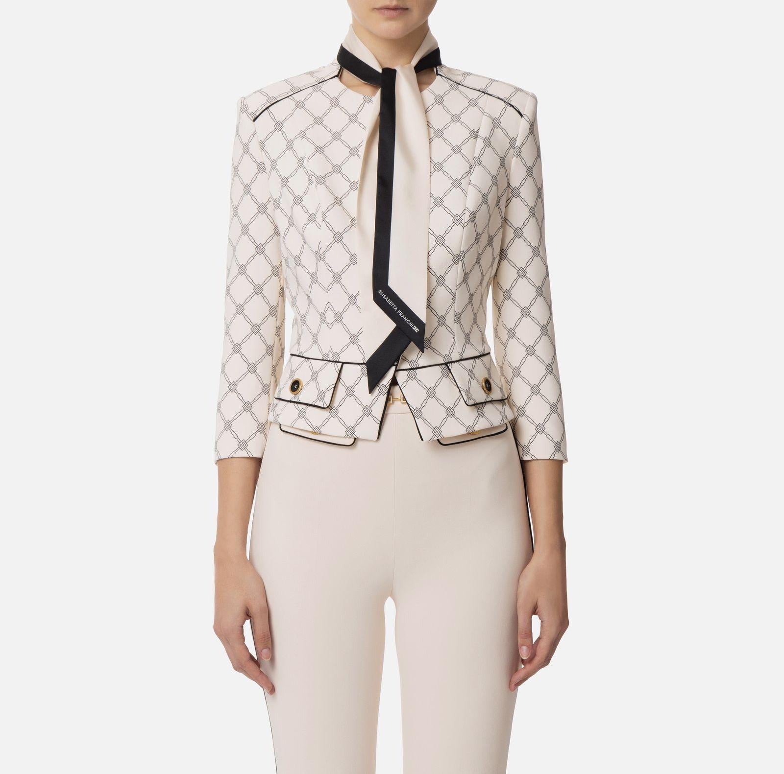 Giacca con foulard amovibile - Elisabetta Franchi GIS5151E2 E84 ELISABETTA FRANCHI 