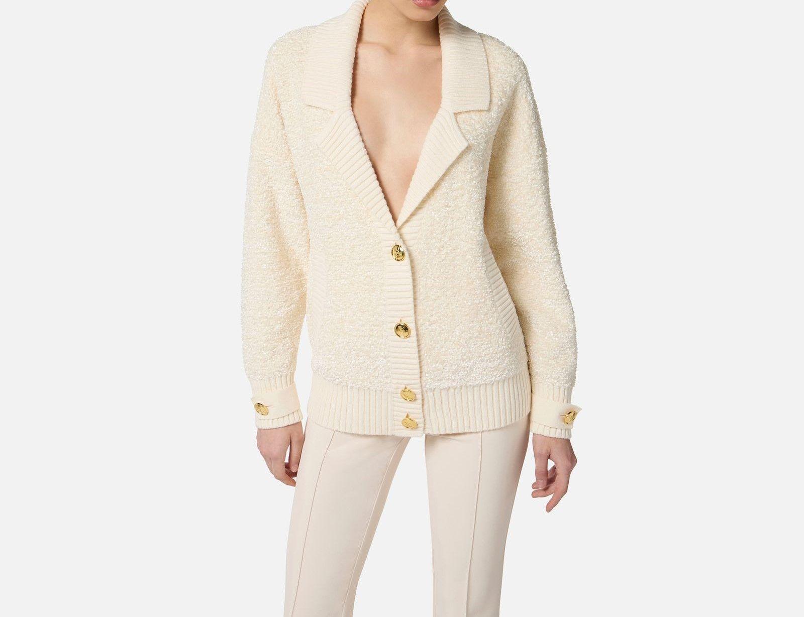 Cardigan in ciniglia bouclè - Elisabetta Franchi MK44S57E2 DZ9 ELISABETTA FRANCHI 