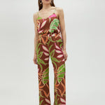 Pantalone morbido stampa foglie MS2514014 256 MAITE 