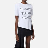 T-shirt in jersey asimmetrica con lettering