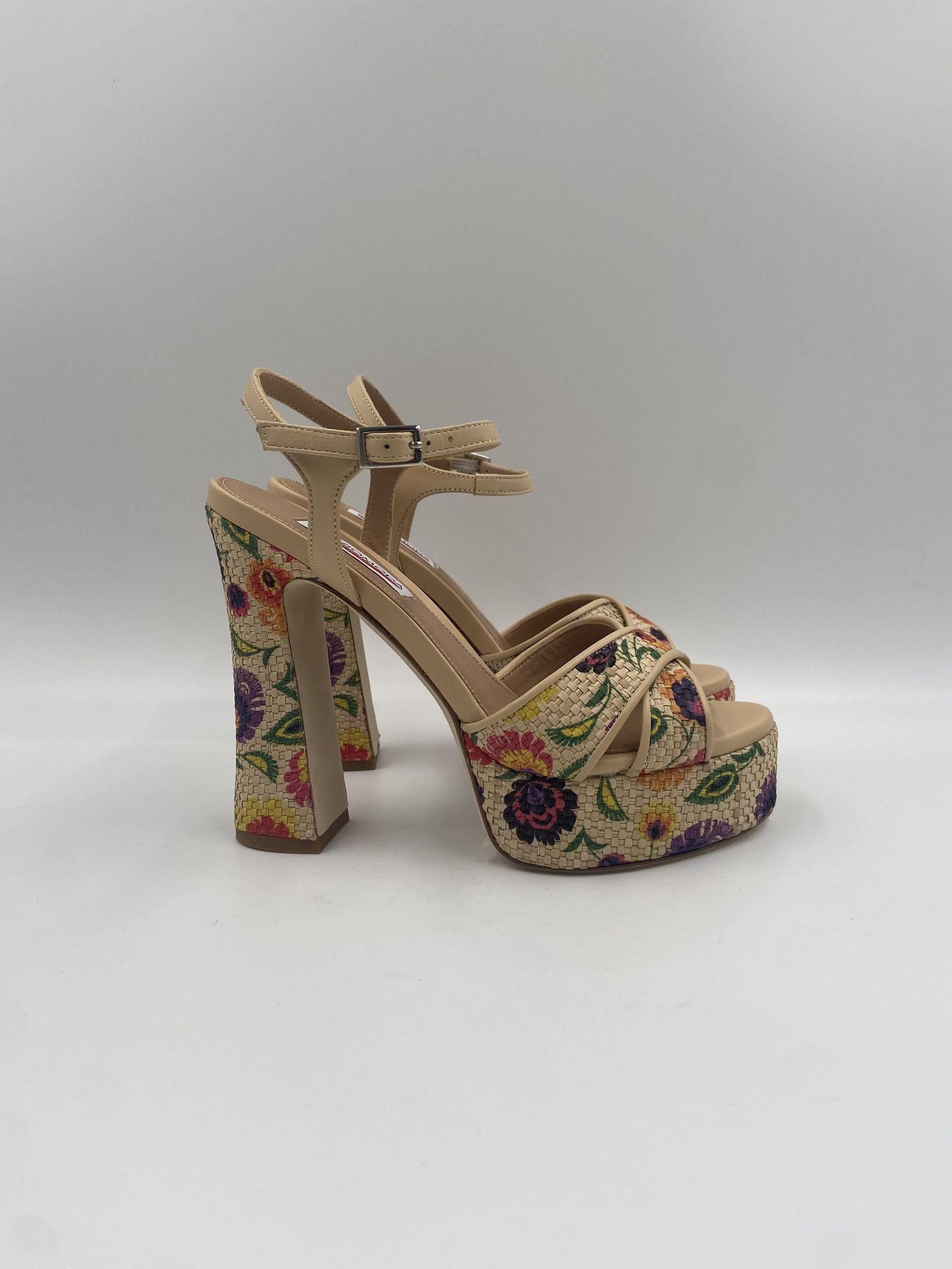 Sabot in fibra naturale motivo fiori 2594 BEIGE SPAZIO MODA 