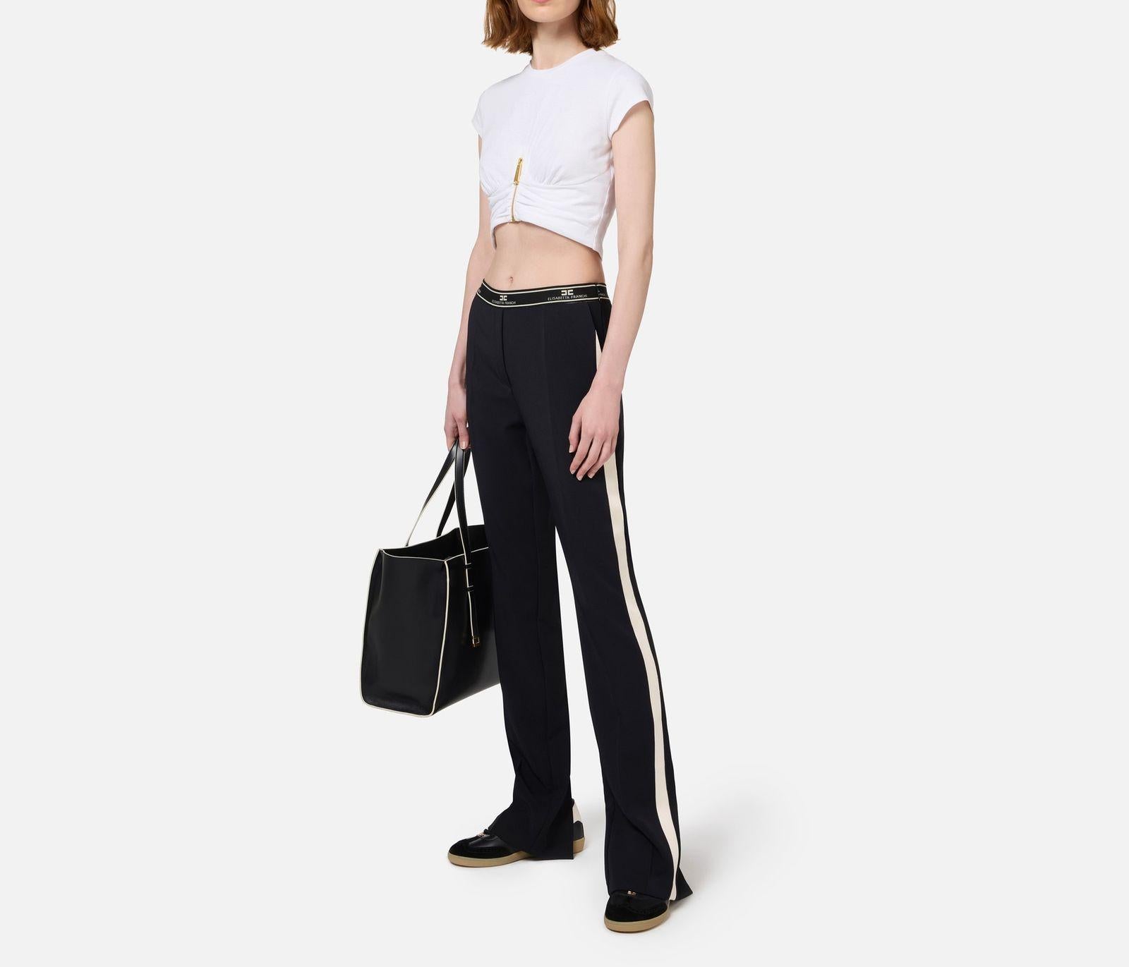 T- shirt cropped con zip MA00846E2 270 ELISABETTA FRANCHI 