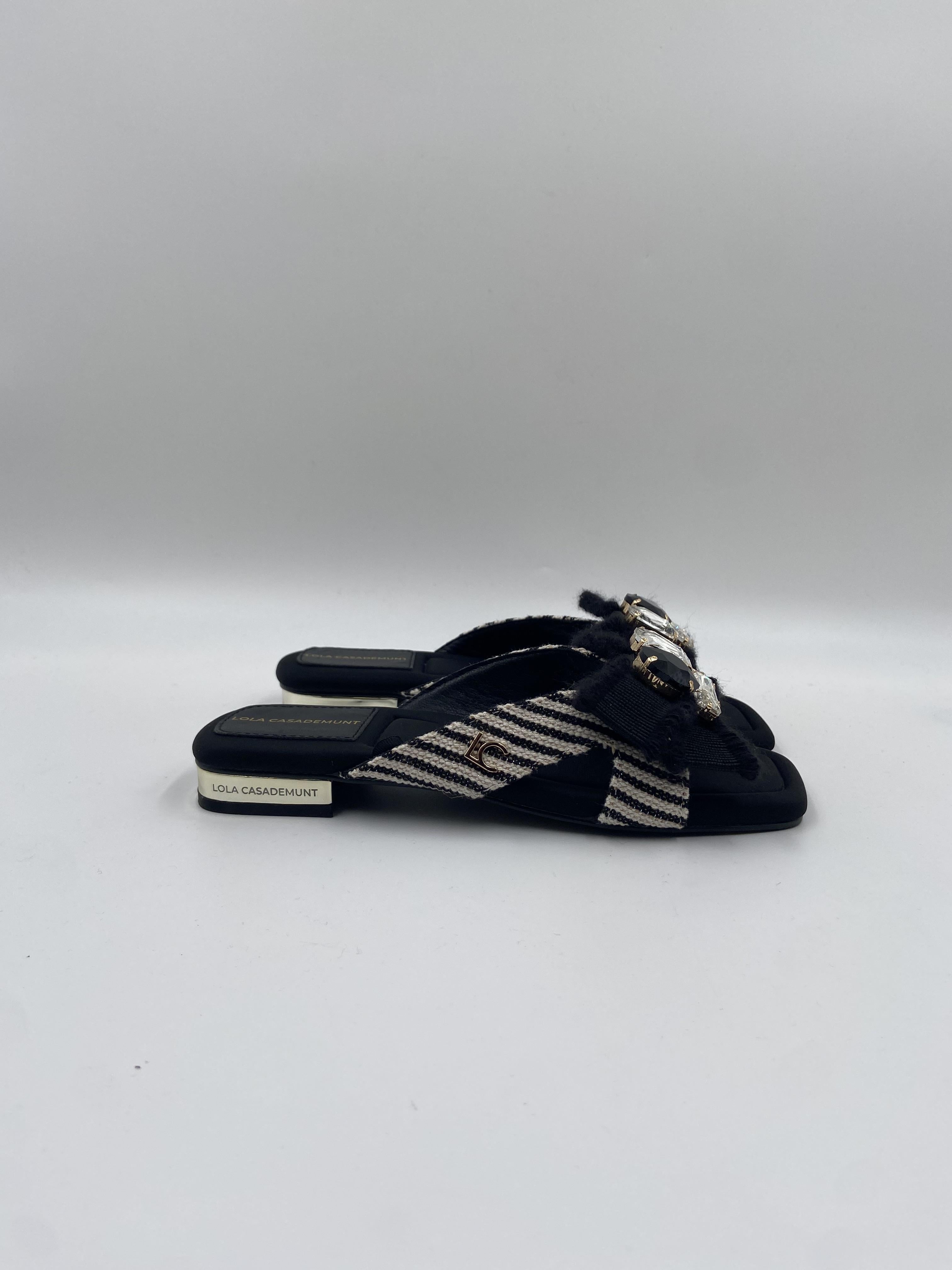 Sandalo rigato fiocco gioiello - LolaCasademunt LS2605051 20N LOLA 