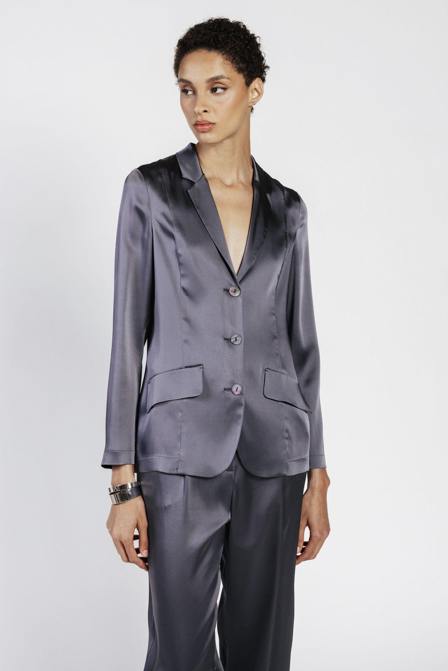 Giacca monopetto in satin IROM12D8 22 CARLA G. 