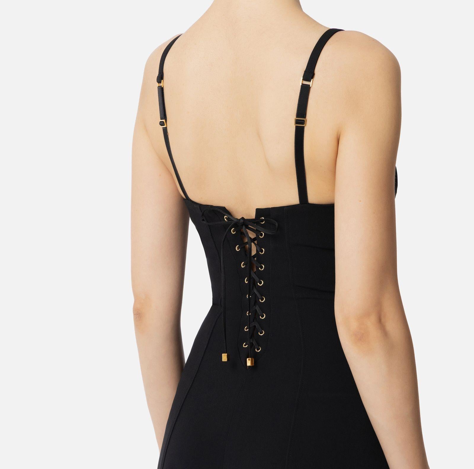 Abito in crèpe leggero con lacci criss-cross - Elisabetta Franchi AB74852E2 110 ELISABETTA FRANCHI 