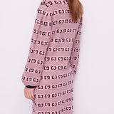 Abito collo alto con motivo jacquard