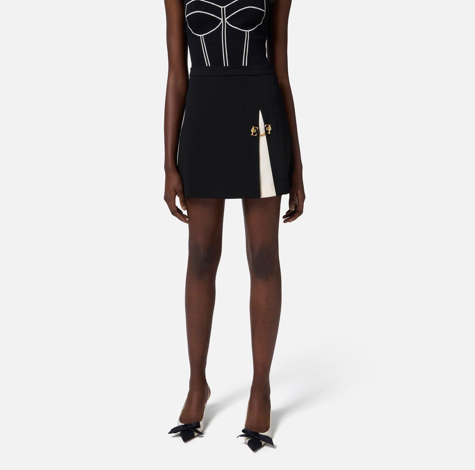 Gonna in crepe bicolore - Elisabetta Franchi GO07951E2 685 ELISABETTA FRANCHI 