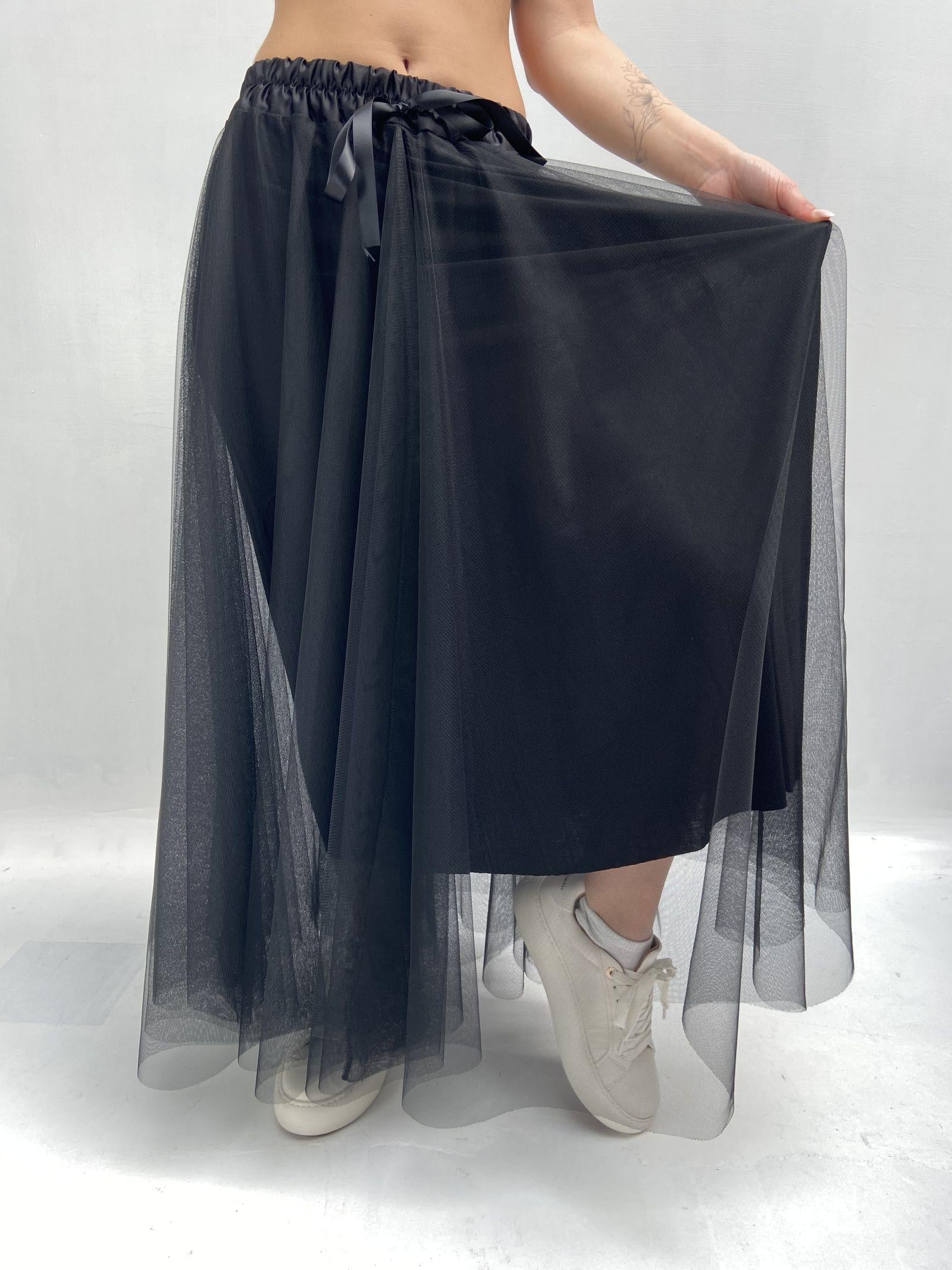 Gonna lunga in tulle MK04.015 NERO OFELIA 