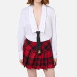 Abito a camicia in popeline e gonna in tartan