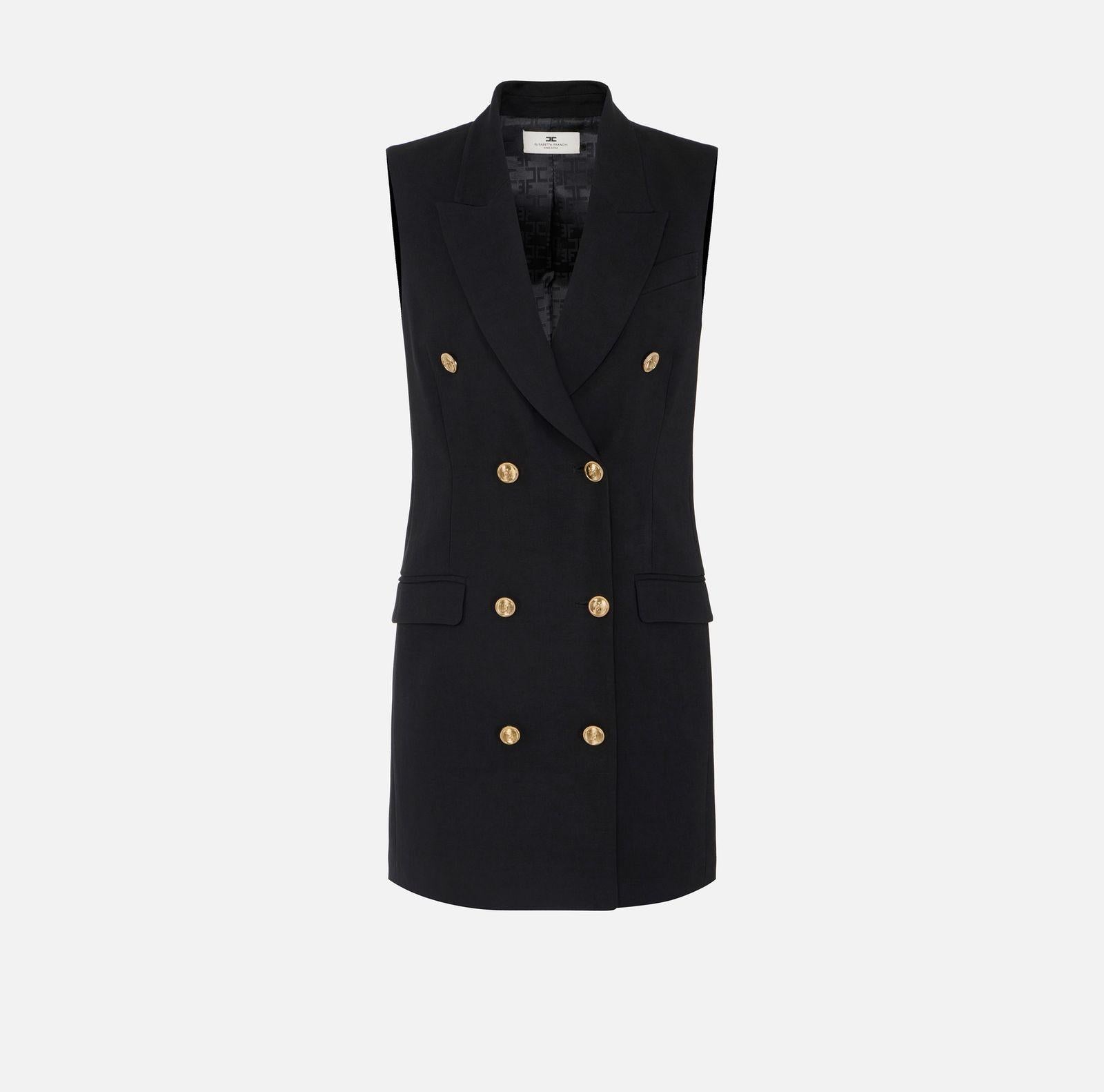 Abito in misto lino - Elisabetta Franchi AB85352E3 110 ELISABETTA FRANCHI 