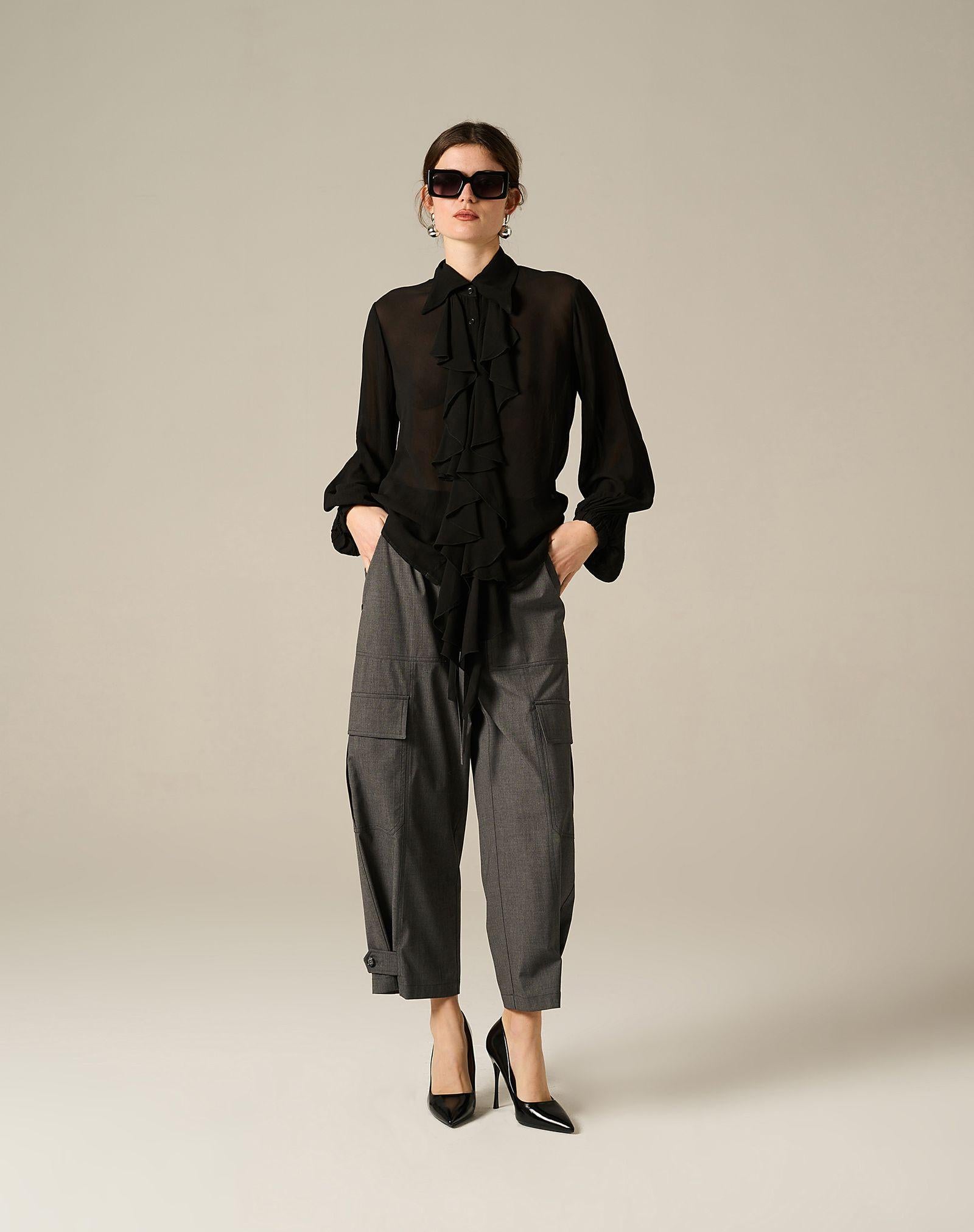 Camicia con volant C032VU MA001 MANILA GRACE 