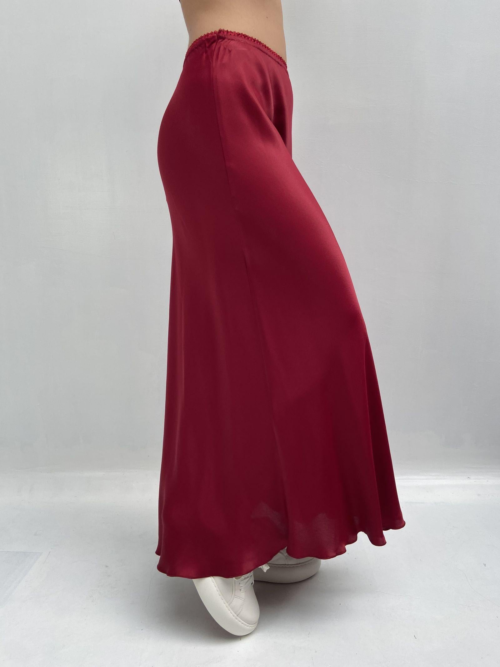 Gonna satinata con passamaneria in vita 887613 BORDEAUX OFELIA 