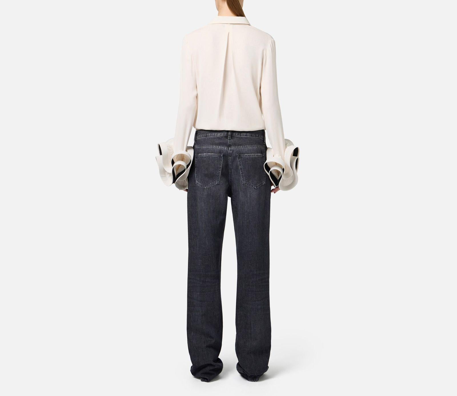 Camicia in goergette con rouches e foulard CAT9647E2 E84 ELISABETTA FRANCHI 