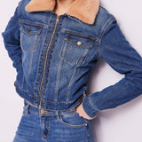 Giubbotto denim con pelliccia