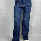 Jeans scuro vita alta gamba dritta