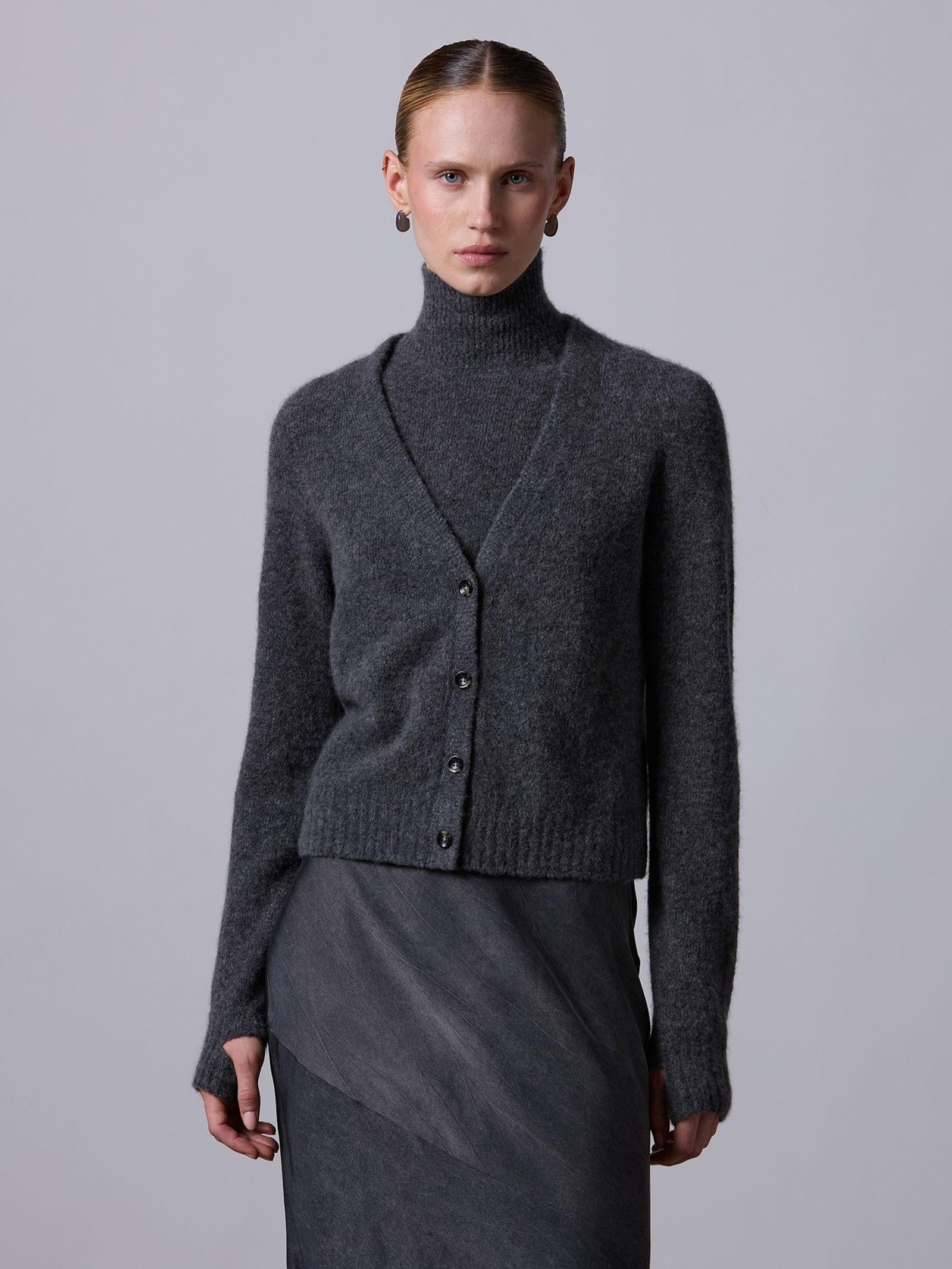 Cardigan boxy in cashmere e seta 253F01010 F0121 ROBERTO COLLINA 