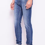 Jeans chino slim con lavaggio usato