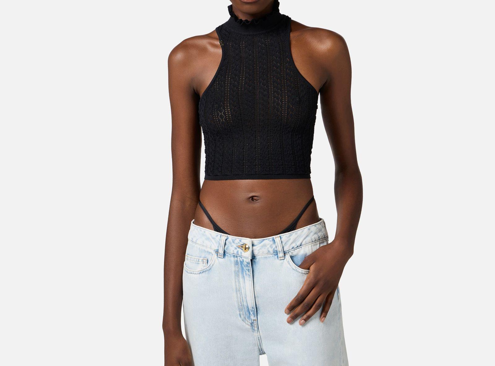 Top in punto pizzo - Elisabetta Franchi TK34T51E2 110 ELISABETTA FRANCHI 
