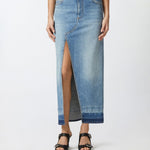 Gonna lunga in denim con spacco davanti 104628-A2EA PJE PINKO 