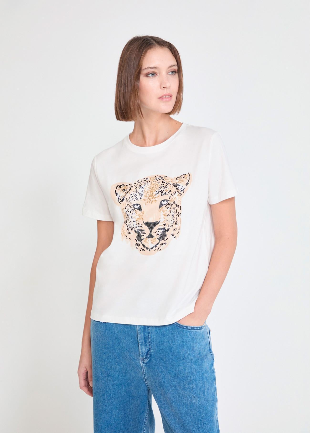 T-shirt con perline MS2615009 00B MAITE 