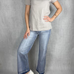 T-shirt basica scollo a V L5560 GRIGIO OFELIA 