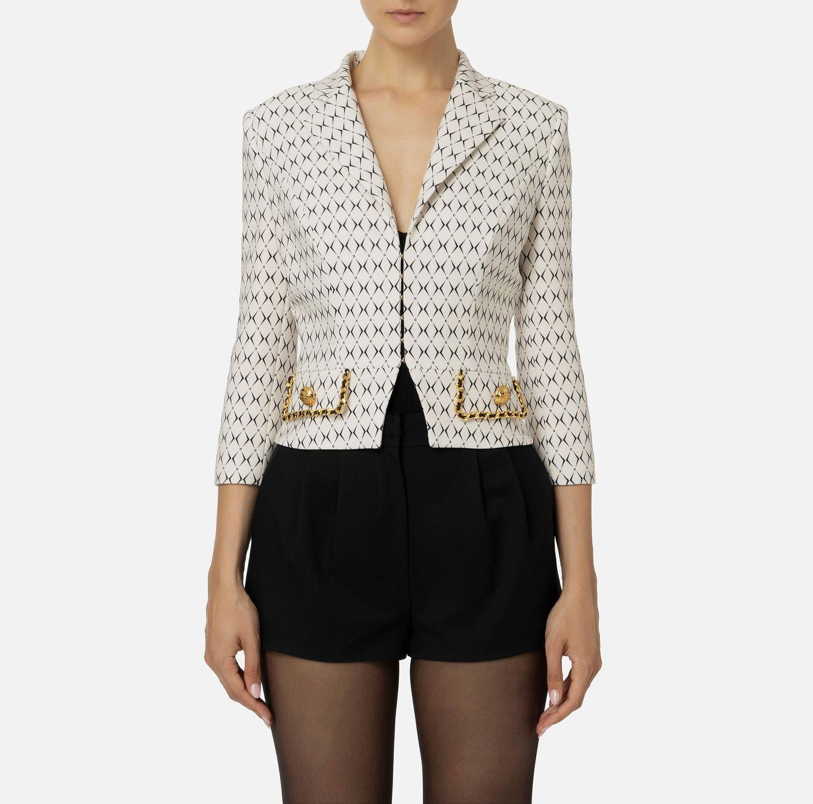 Giacca stampa rombo con catena - Elisabetta Franchi GIS8546E2 E84 ELISABETTA FRANCHI 