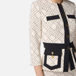 Giacca bicolor in doppio crepe GIS0156E2 EF1 ELISABETTA FRANCHI 