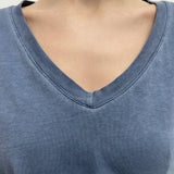 T-shirt scollo a V 2831 BLU OFELIA 