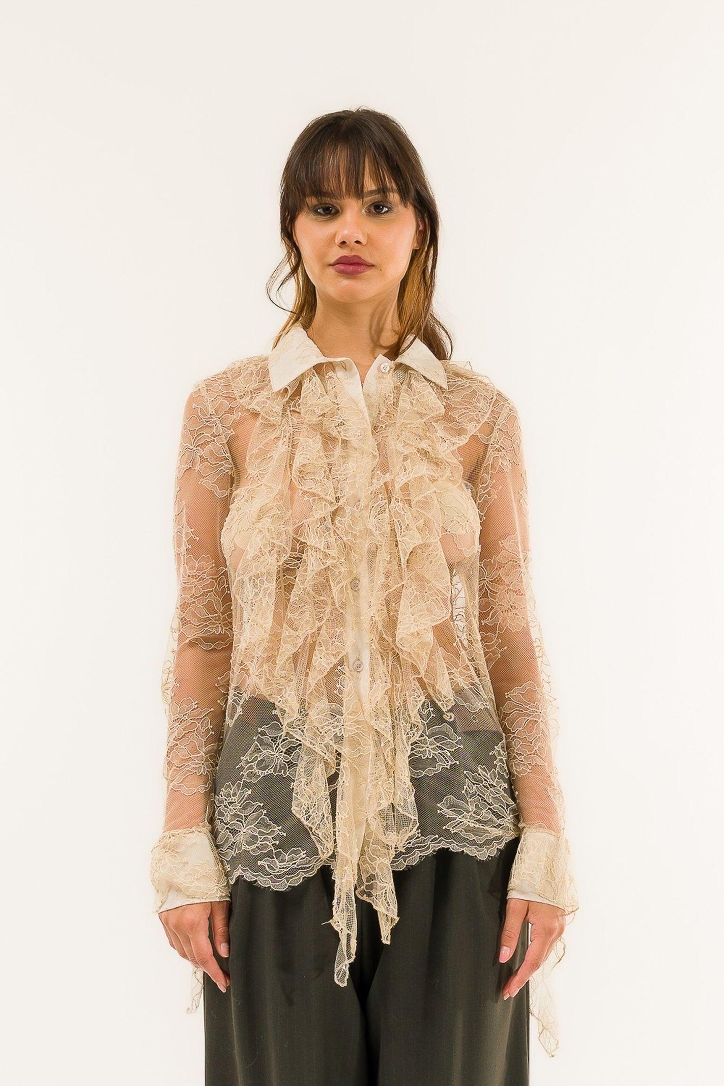 Camicia in pizzo con rouge NH305C 173 KONTATTO 