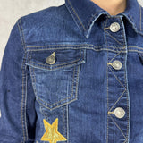Giubbotto corto in denim con orsetti